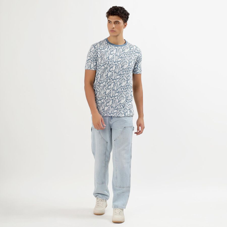 Men's Light Blue Round Neck Printed T-Shirt, Light Blue, large image number null
