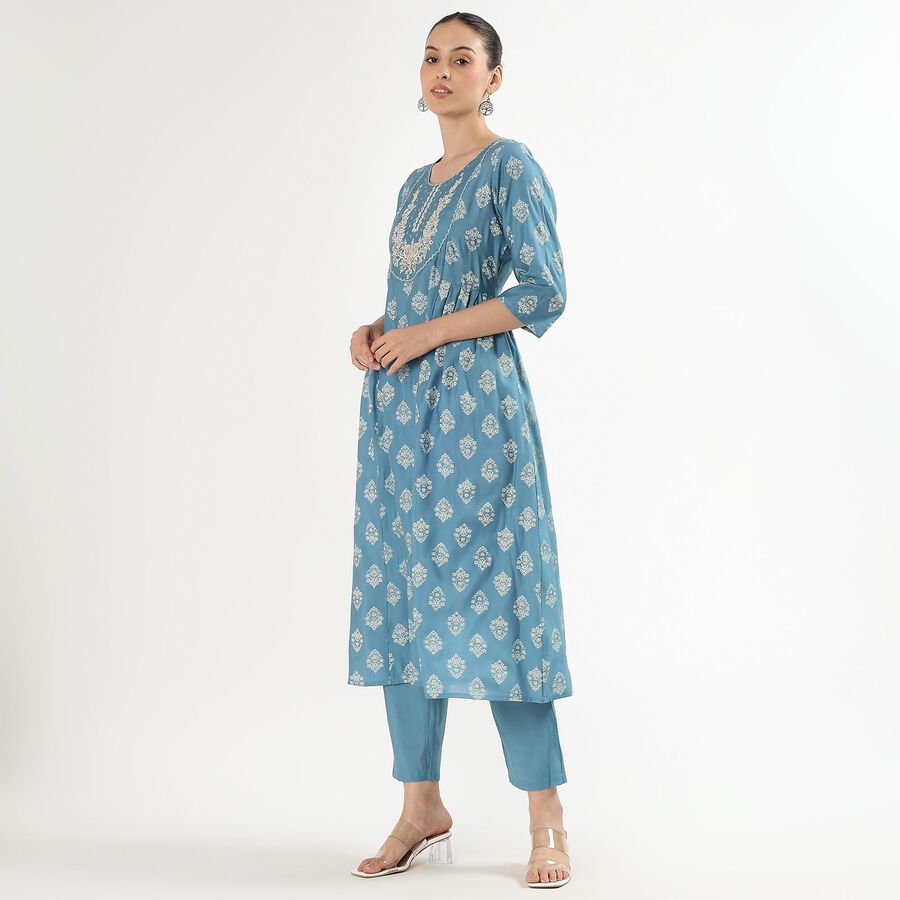 Ladies' Ethnic Set, टील ब्लू, large image number null