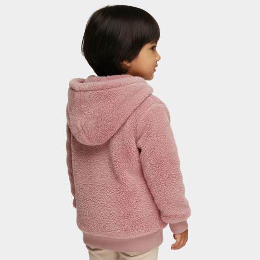 Girls' Soft Dusty Pink Hooded Casual Jacket, Pink, large image number null