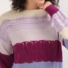 Women's Multicolor Crew Neck Knit Pullover, Lilac, small image number null