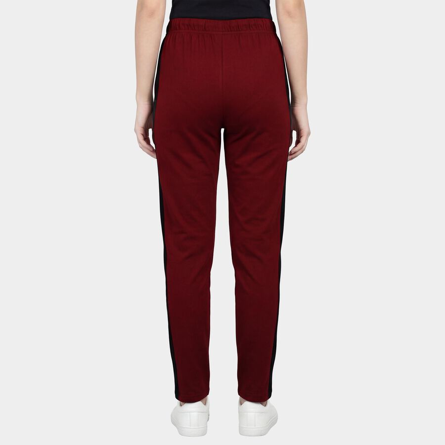 Women's Wine Slim Fit Graphic Print Cuffed Track Pants, Wine, large