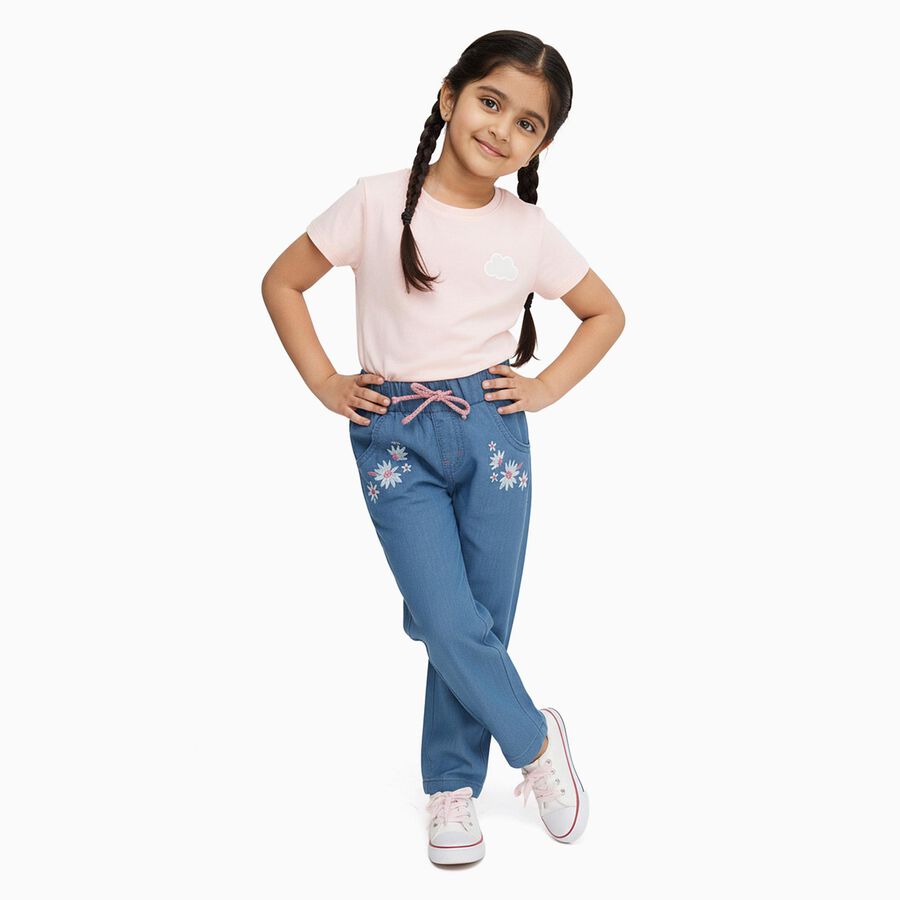 Girls' Jeans, मध्यम नीला, large image number null
