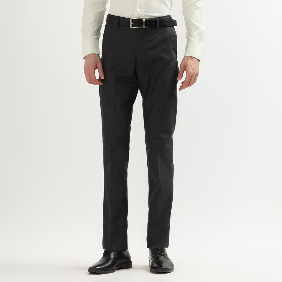 Men's Slim Fit Formal Trousers, चारकोल, large image number null
