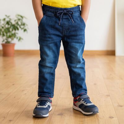 Boys' Navy Blue Straight Fit Washed Jeans