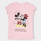 Girls' Light Pink Cotton Crew Neck Casual T-Shirt, Light Pink, small