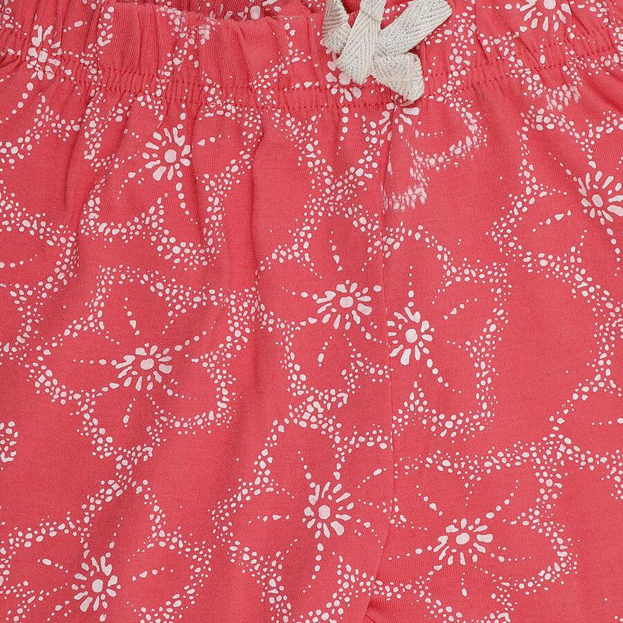 Girls Coral Regular Fit Floral Printed Pyjama, मूँगा (कोरल), large