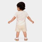 Infants' Beige Cotton Polo Neck Printed Baba Suit, गहरा पीला, small