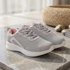 Women's Grey Lace-Up Sneakers, ग्रे, small