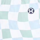 Infants' White Cotton Round Neck Checkered Baba Suit, White, small