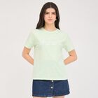Women's Mint Green Round Neck Casual T-Shirt, Light Green, small