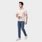 Men's Off White Cotton Polo Neck Polo T-Shirt, ऑफ व्हाइट, small