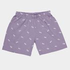 Girls' Purple Printed Elastic Waist Shorts, Lilac, small