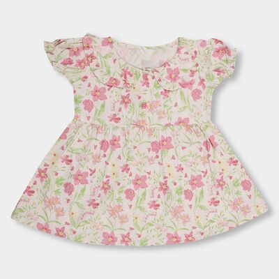 Infant Girls' 100% Cotton Collar Frock 