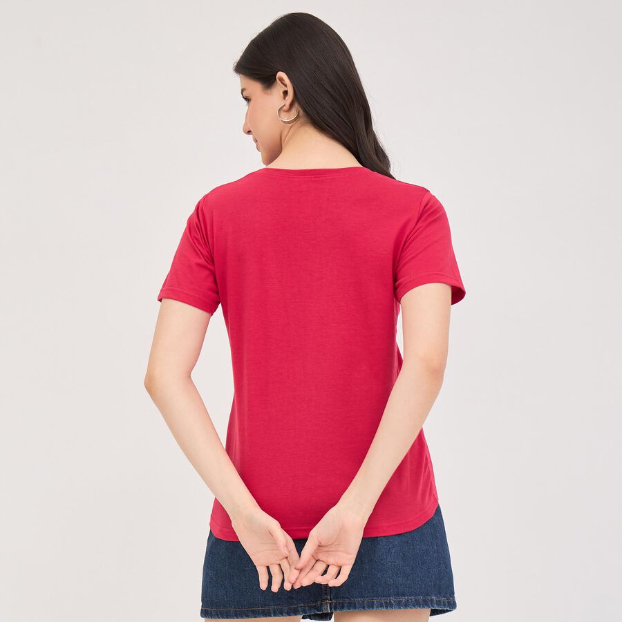 Ladies' Round Neck T-Shirt, रानी (फ्यूशिया), large image number null