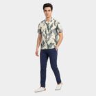 Men's Green Cotton Regular Fit Casual Shirt, Dark Green, small