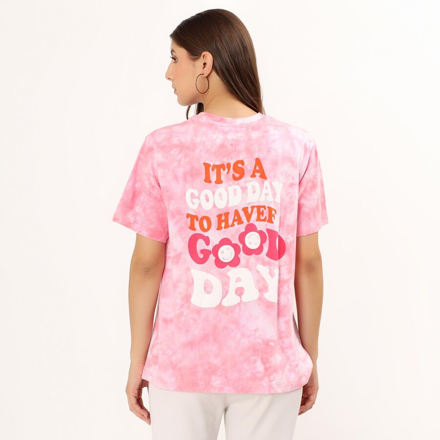 Ladies' 100% Cotton Round Neck T-Shirt , Pink, large image number null