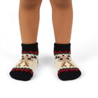 Infants Navy Blue and Cream Reindeer Print Winter Cap, नेवी ब्लू, small image number null