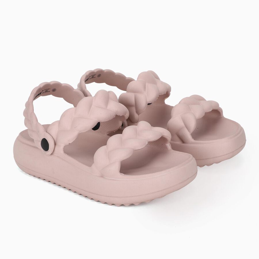 Women's Pink Braided Strap Slip-On Slippers, Pink, large