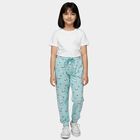 Girls' Blue Regular Fit Graphic Printed Pyjama, Light Blue, small