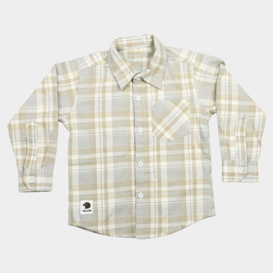 Boys Beige Spread Collar Casual Shirt, Beige, large