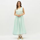Women's Light Mint Green Round Neck Embroidered Layered Kurta, Aqua, small image number null
