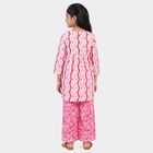 Girls Pink Round Neck Fusion Set Upper and Bottom Set, Pink, small