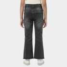 Girls' Black Flared Fit Tie-Up Jeans, Black, small