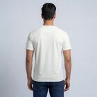Men's White Round Neck Casual Printed T-Shirt, सफ़ेद, small