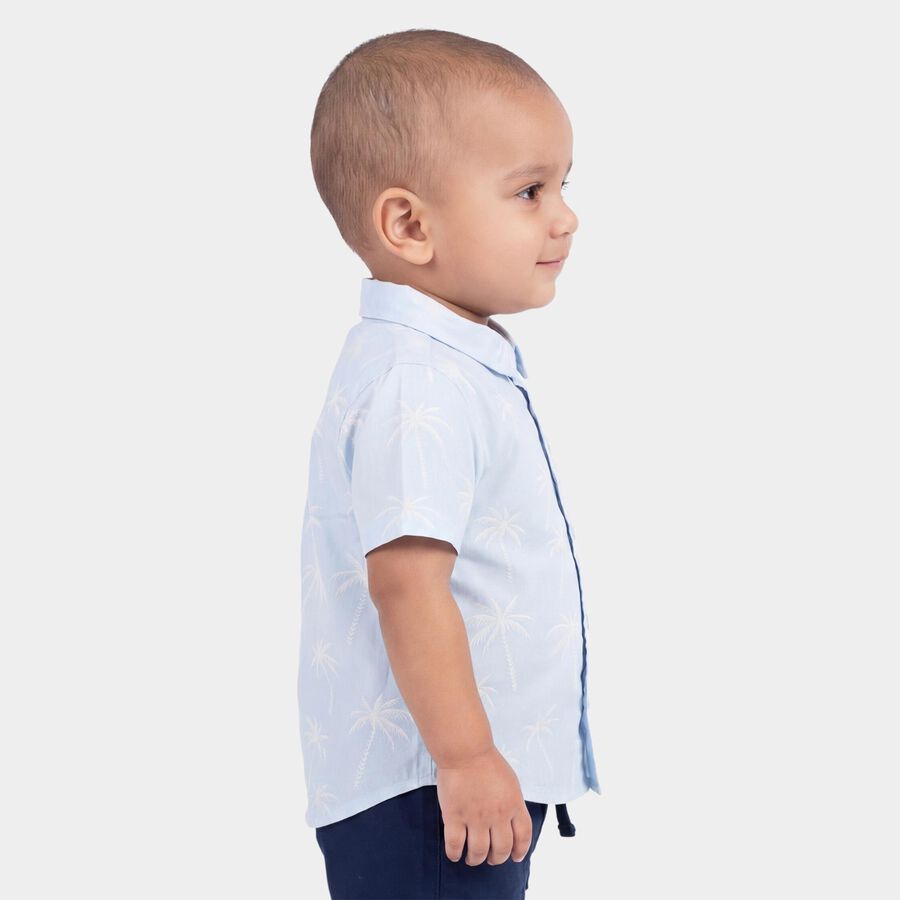 Infants Light Blue Cotton Half Sleeve Classic Casual Shirt, Light Blue, large