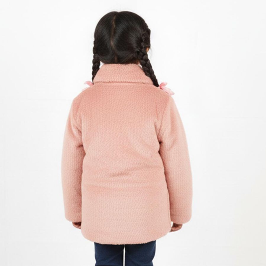 Girls Light Pink Mock Casual Jacket, हल्का गुलाबी, large image number null