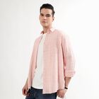 Men's Light Pink Cotton Checkered Casual Shirt, गुलाबी, small image number null