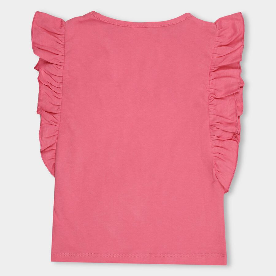 Girls' 100% Cotton T-Shirt, गुलाबी, large