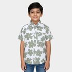 Boys Olive Cotton Classic Collar Casual Shirt, Olive, small