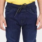 Boys' Navy Blue Drawstring Waist Jeans, Mid Blue, small