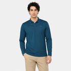 Men Teal Polo Neck Polo T-Shirt, Teal Blue, small