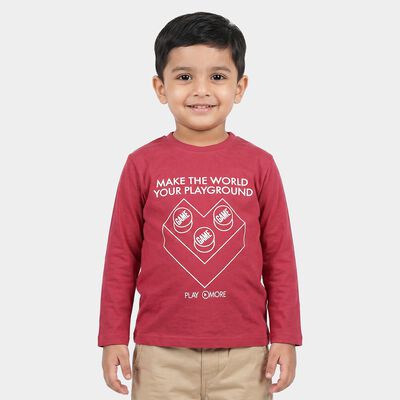 Boys Pink Crew Neck Regular Boys T-Shirt