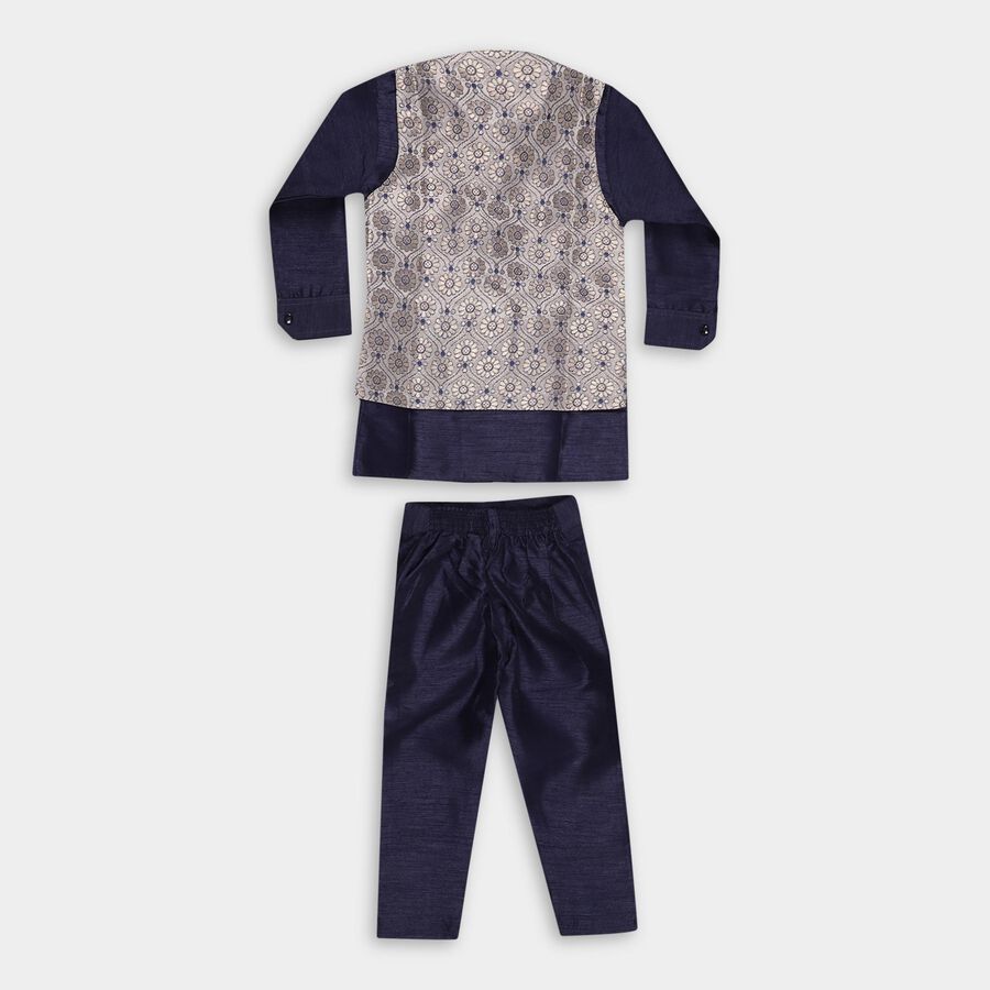 Boys' Mandarin Collar Kurta Pyjama, Navy Blue, large image number null