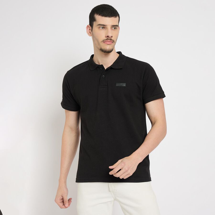 Men's Collared Half Sleeves T-Shirt , Black, large image number null