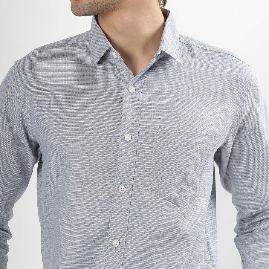 Men's Light Grey Slim Fit Casual Shirt, Light Grey, large image number null