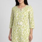 Women's Green Keyhole Neck Printed Straight Kurta, हल्का हरा, small