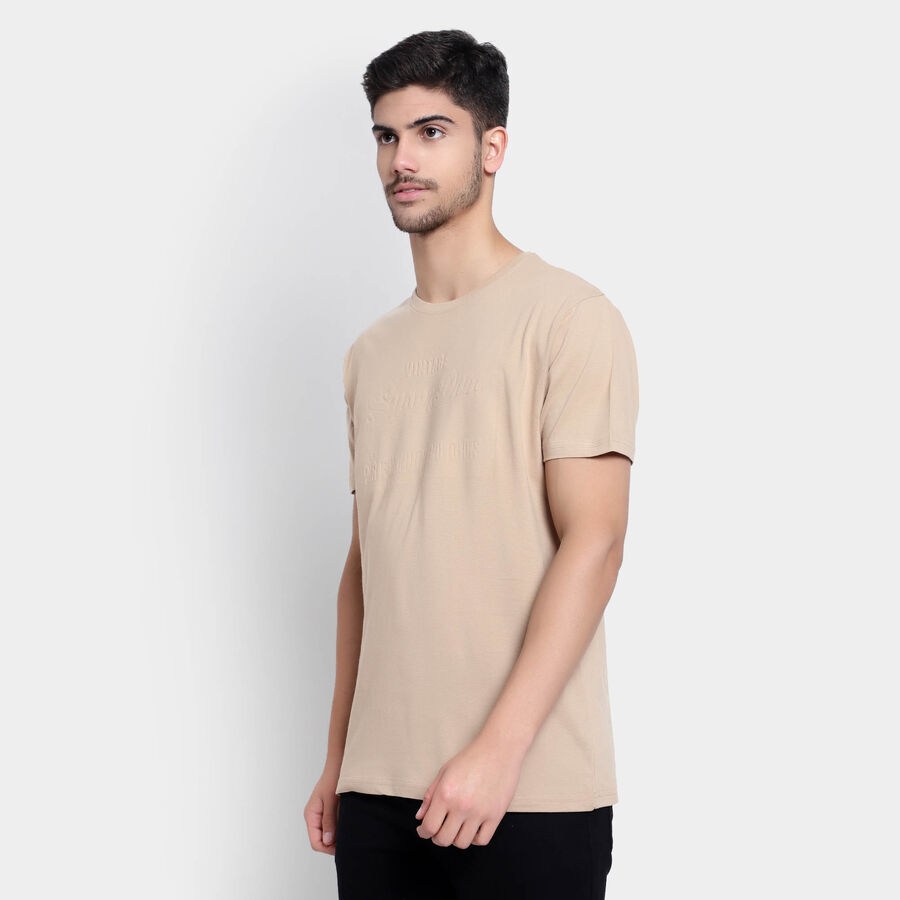 Cotton Solid Round Neck T-Shirt, गहरा पीला, large image number null