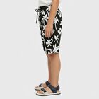 Boys' Black and White Floral Print Cotton Jamaican Shorts, Black, small
