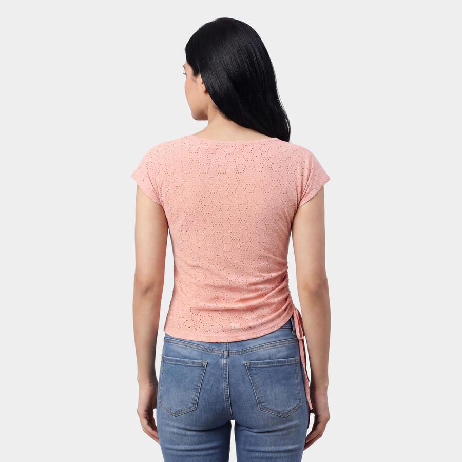 Women's Pink Neck Top, Pink, large
