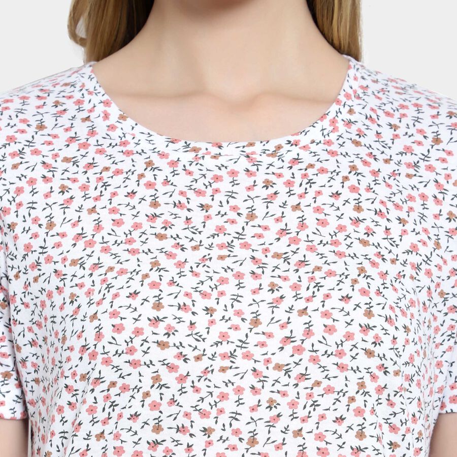 All Over Print Round Neck T-Shirt, White, large image number null