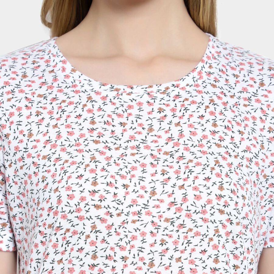 All Over Print Round Neck T-Shirt, सफ़ेद, large image number null