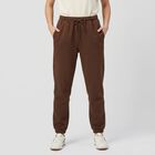 Women Brown Jogger Fit Solid Track Pants, Brown, small