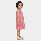 Girls' Pink Heart Printed Sleeveless A-Line Frock, Pink, small