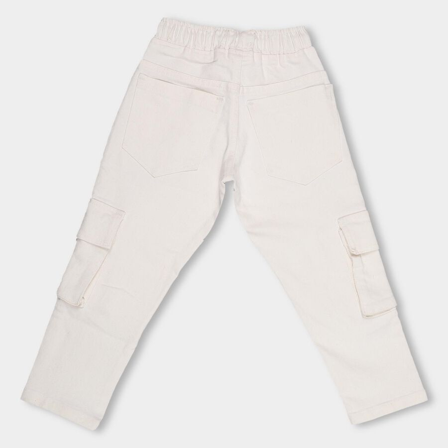 Boys Off-White Relaxed Fit Cargo Pants, सफ़ेद, large image number null