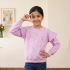 Girls' Lilac Crew Neck Pullover Sweatshirt, लाइलेक, small