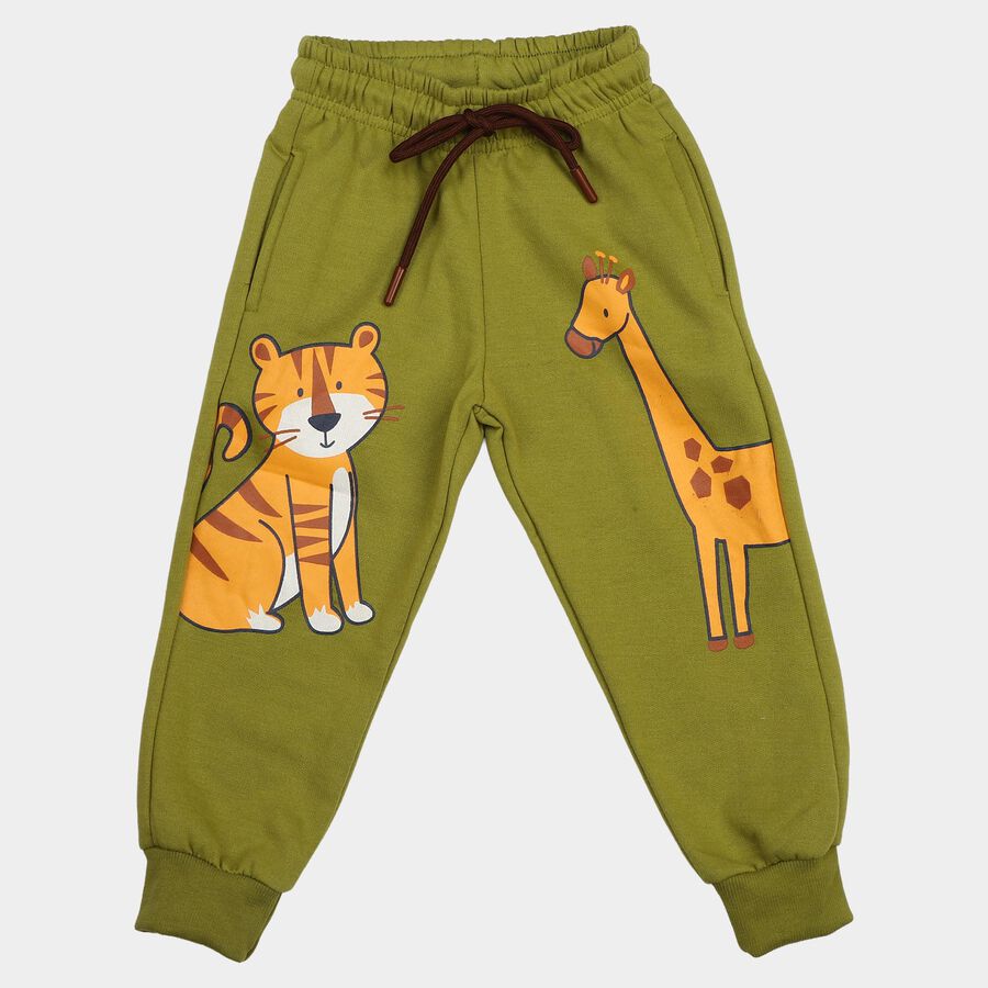 Boys' Olive Green Animal Print Jogger Pyjama, Olive, large